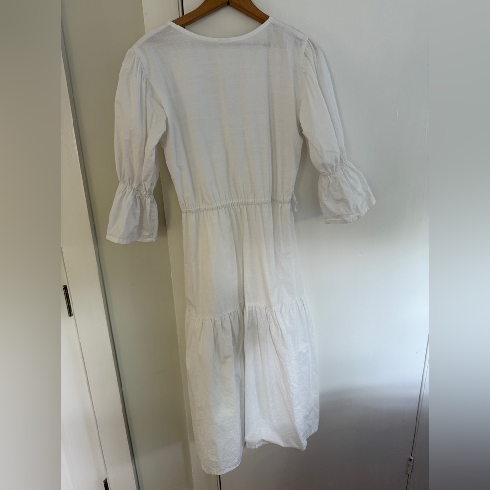 White Linen Tiered Maxi Dress - Picture 5 of 8